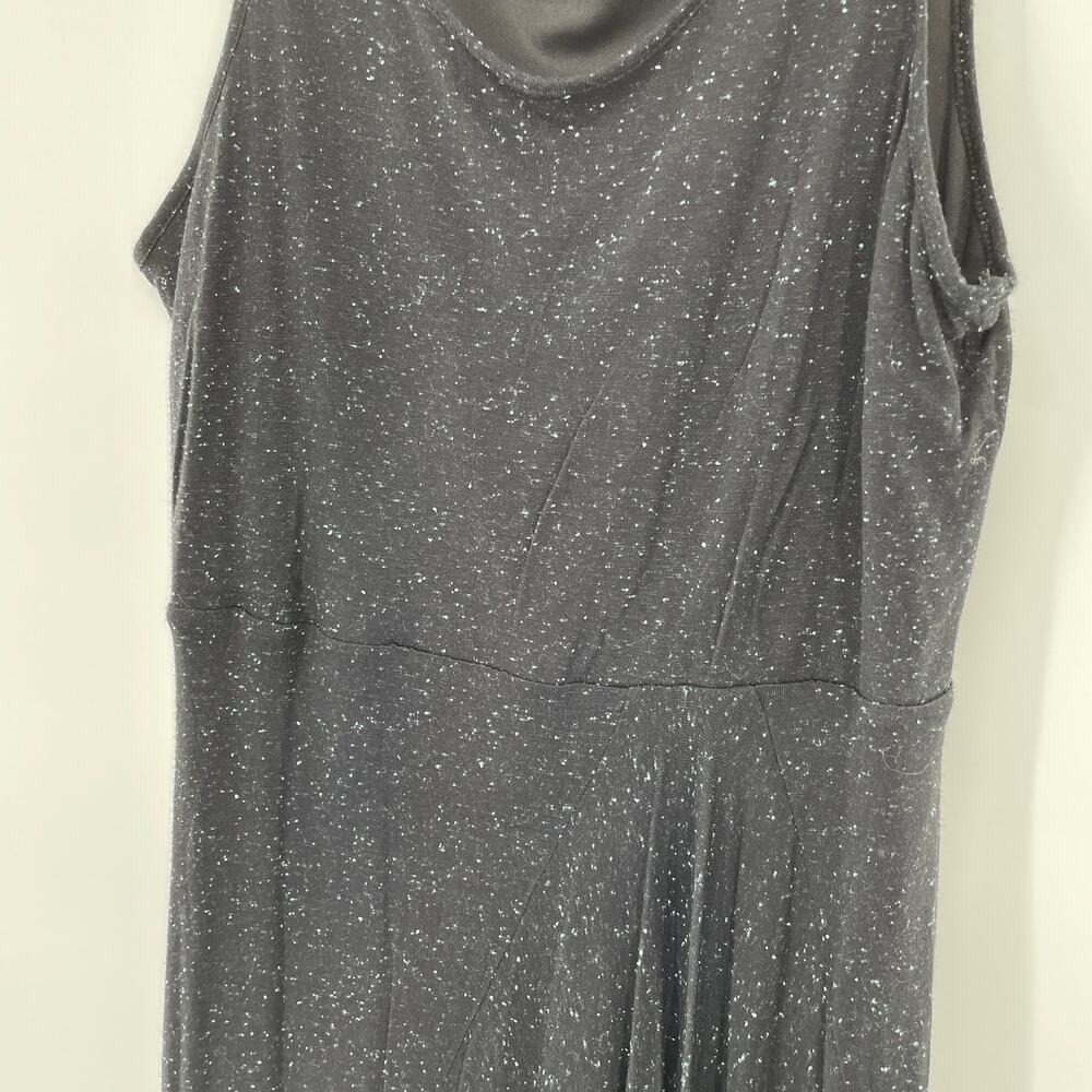 ERIC + LANI Black Heather Sleeveless Asym Hem T-shirt Lined Maxi Sheath Dress L - Picture 5 of 14
